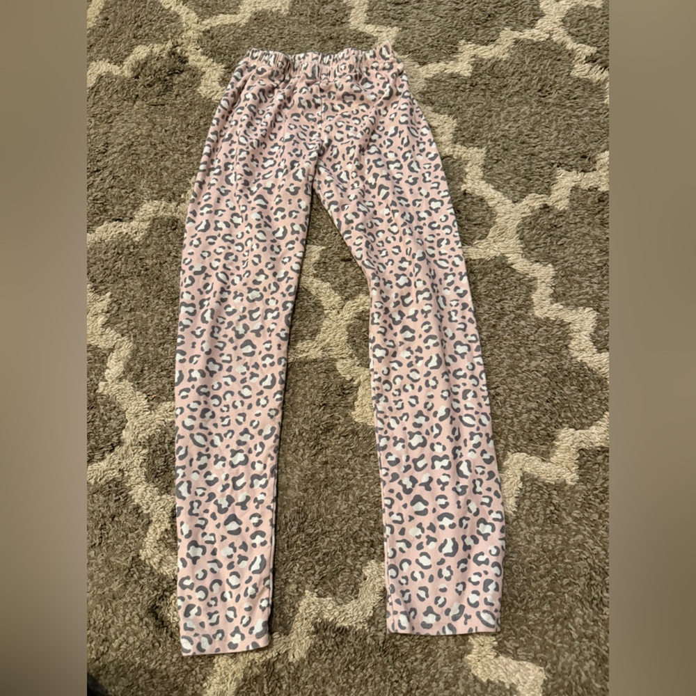 Leopard Print Kids Pajama Bottoms - Pink and Gray